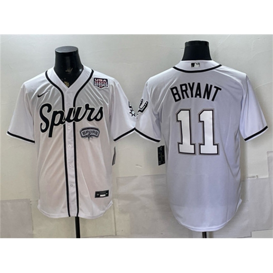 Men's San Antonio Spurs #11 Carter Bryant White USA 250 Stitched Baseball Jersey - Ujersey