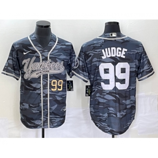 Men's New York Yankees #99 Aaron Judge Numbre Grey Camo Cool Base Stitched Baseball Jersey - Ujersey
