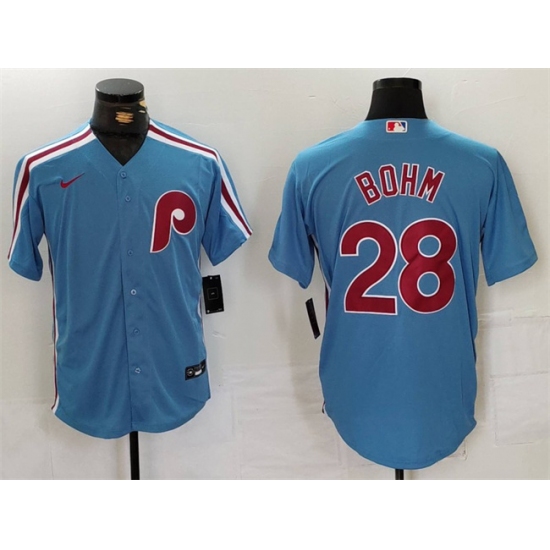 Men's Philadelphia Phillies #28 Alec Bohm Blue Cool Base Stitched Jersey - Ujersey