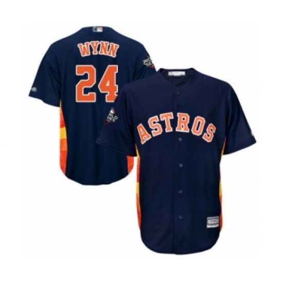 Youth Houston Astros #24 Jimmy Wynn Authentic Navy Blue Alternate Cool Base 2019 World Series Bound Baseball Jersey - Ujersey