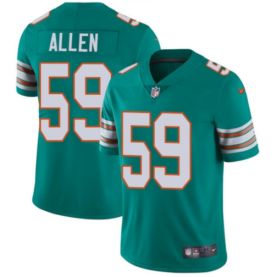 Men's Nike Miami Dolphins #59 Chase Allen Aqua Green Alternate Vapor Untouchable Limited Player NFL Jersey - Ujersey