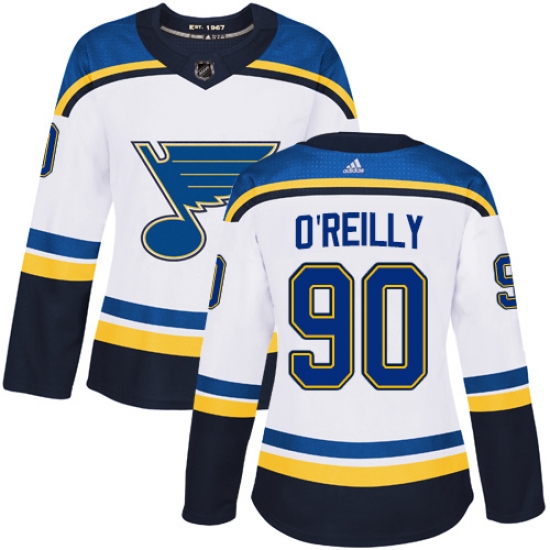Women's Adidas St. Louis Blues #90 Ryan O'Reilly Authentic White Away NHL Jersey - Ujersey