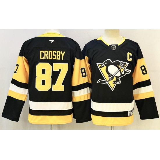 Youth Pittsburgh Penguins #87 Sidney Crosby Black 2024-25 Alternate Wich C Stitched Hockey Jersey - Ujersey