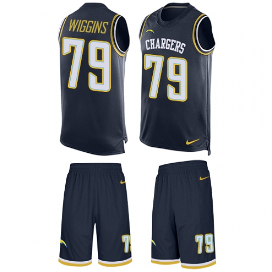 Men's Nike Los Angeles Chargers #79 Kenny Wiggins Limited Navy Blue Tank Top Suit NFL Jersey - Ujersey