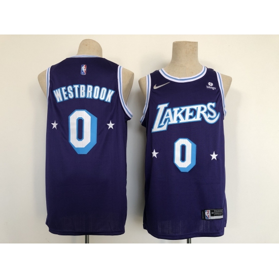 Men's Los Angeles Lakers #0 Russell Westbrook Nike Purple 2021-22 Swingman City Jersey - Ujersey
