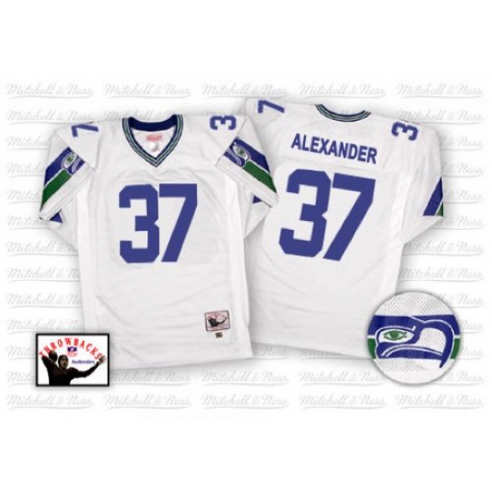 Mitchell And Ness Seattle Seahawks #37 Shaun Alexander White Authentic Throwback NFL Jersey - Ujersey