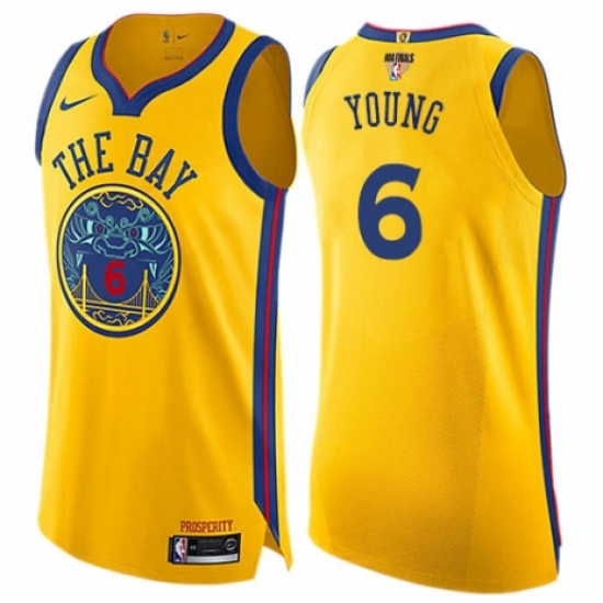 Women's Nike Golden State Warriors #6 Nick Young Swingman Gold 2018 NBA Finals Bound NBA Jersey - City Edition