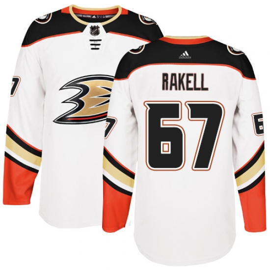 Men's Adidas Anaheim Ducks #67 Rickard Rakell Authentic White Away NHL Jersey - Ujersey