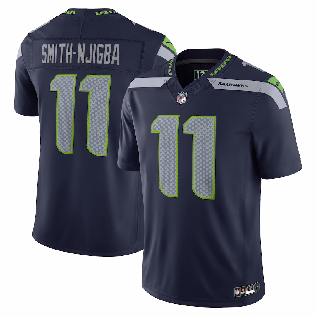 Men's Seattle Seahawks Jaxon Smith-Njigba Nike College Navy Team Vapor F.U.S.E. Stitched Limited Jersey