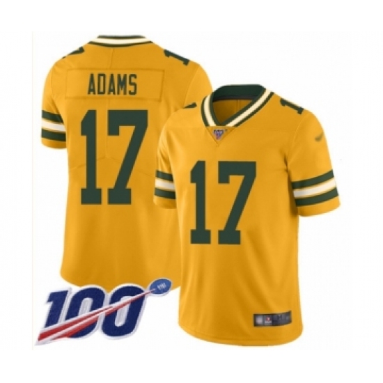 Youth Green Bay Packers #17 Davante Adams Limited Gold Inverted Legend 100th Season Football Jersey - Ujersey