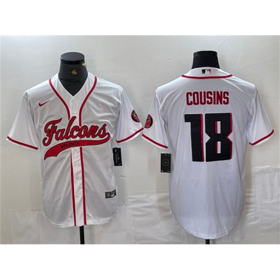 Men's Atlanta Falcons #18 Kirk Cousins White With Cool Base Baseball Stitched Jersey - Ujersey