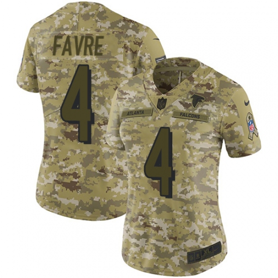 Women's Nike Atlanta Falcons #4 Brett Favre Limited Camo 2018 Salute to Service NFL Jersey - Ujersey