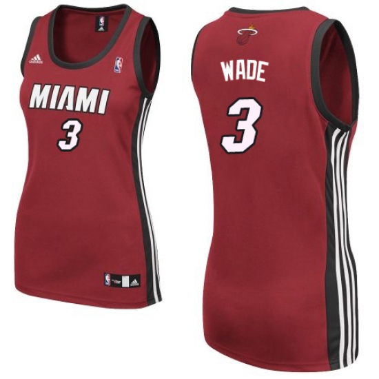 Women's Adidas Miami Heat #3 Dwyane Wade Swingman Red Alternate NBA Jersey - Ujersey