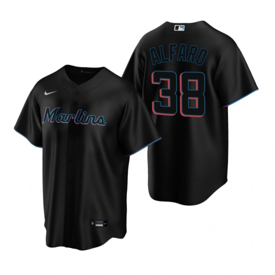 Men's Nike Miami Marlins #38 Jorge Alfaro Black Alternate Stitched Baseball Jersey - Ujersey