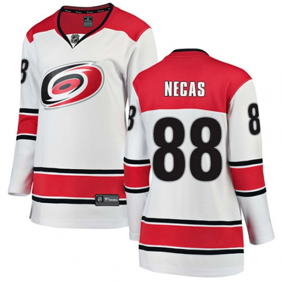 Women's Carolina Hurricanes #88 Martin Necas Authentic White Away Fanatics Branded Breakaway NHL Jersey - Ujersey