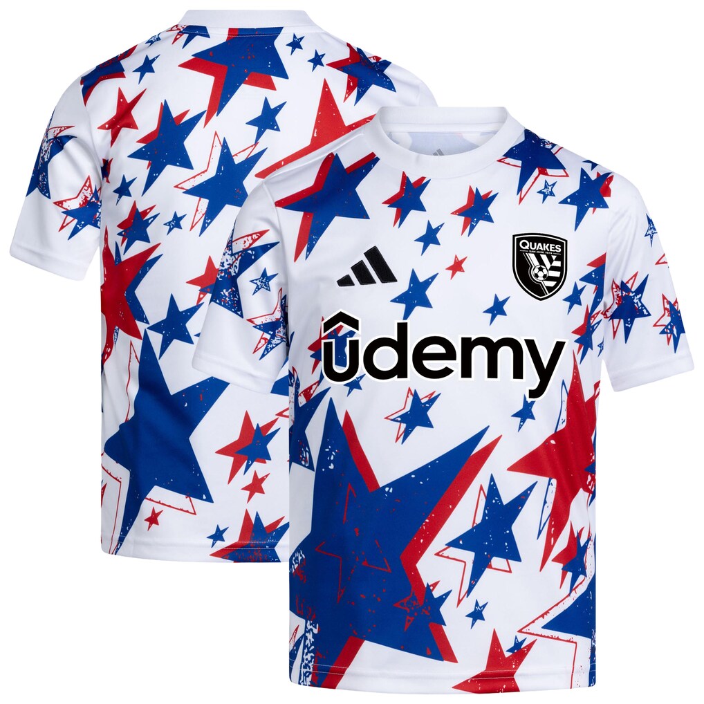Youth San Jose Earthquakes adidas White 2026 Americana Pre-Match Jersey - Ujersey
