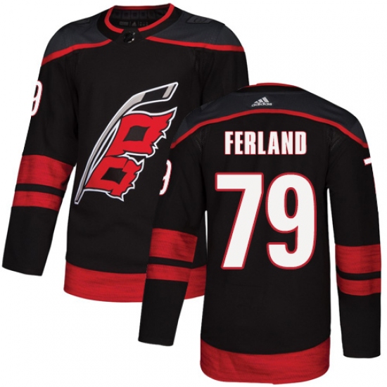Men's Adidas Carolina Hurricanes #79 Michael Ferland Black Alternate Authentic Stitched NHL Jersey - Ujersey