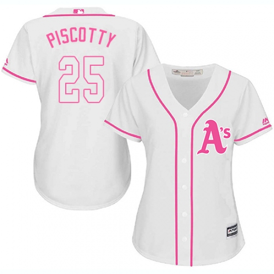 Women's Majestic Oakland Athletics #25 Stephen Piscotty Authentic White Fashion Cool Base MLB Jersey - Ujersey