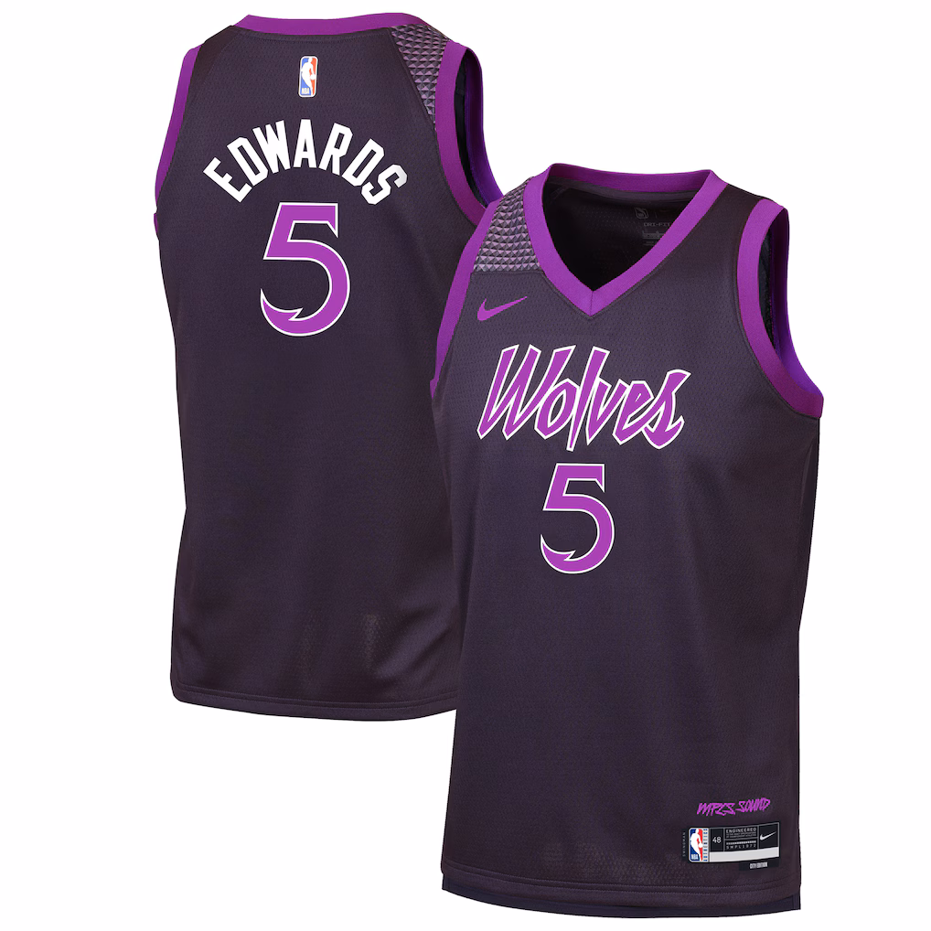 Youth Minnesota Timberwolves Anthony Edwards Nike Purple 2025/26 City Edition Swingman Jersey