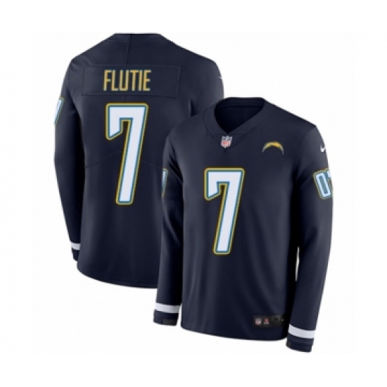 Men's Nike Los Angeles Chargers #7 Doug Flutie Limited Navy Blue Therma Long Sleeve NFL Jersey - Ujersey