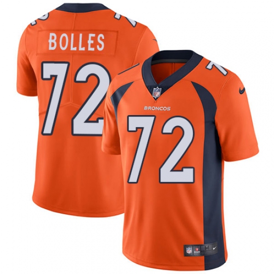 Men's Nike Denver Broncos #72 Garett Bolles Orange Team Color Vapor Untouchable Limited Player NFL Jersey - Ujersey