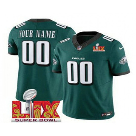 Men's Philadelphia Eagles Customized Green 2025 Super Bowl LIX FUSE Vapor Limited Jersey - Ujersey