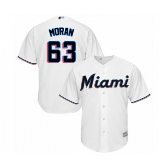 Youth Miami Marlins #63 Brian Moran Authentic White Home Cool Base Baseball Player Jersey - Ujersey