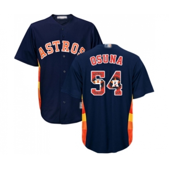 Men's Houston Astros #54 Roberto Osuna Authentic Navy Blue Team Logo Fashion Cool Base Baseball Jersey - Ujersey