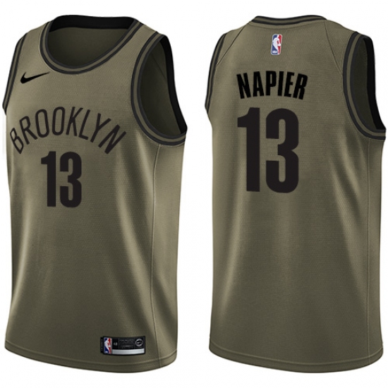Youth Nike Brooklyn Nets #13 Shabazz Napier Swingman Green Salute to Service NBA Jersey - Ujersey