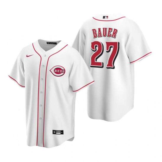 Men's Nike Cincinnati Reds #27 Trevor Bauer White Home Stitched Baseball Jersey - Ujersey