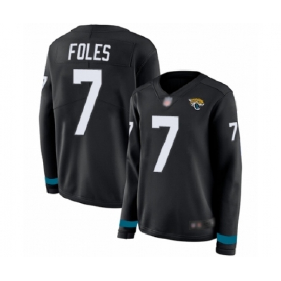 Women's Jacksonville Jaguars #7 Nick Foles Limited Black Therma Long Sleeve Football Jersey - Ujersey