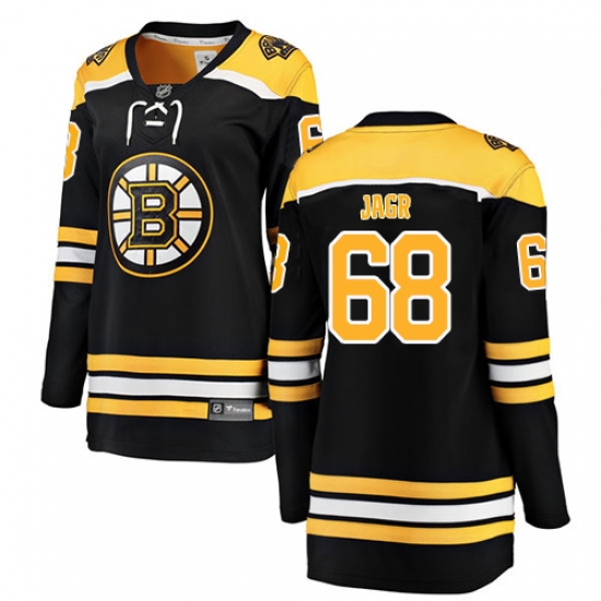 Women's Boston Bruins #68 Jaromir Jagr Authentic Black Home Fanatics Branded Breakaway NHL Jersey - Ujersey