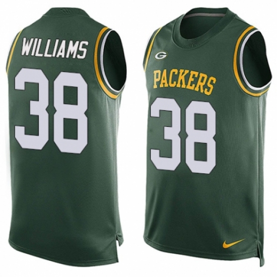 Men's Nike Green Bay Packers #38 Tramon Williams Limited Green Player Name & Number Tank Top NFL Jersey - Ujersey