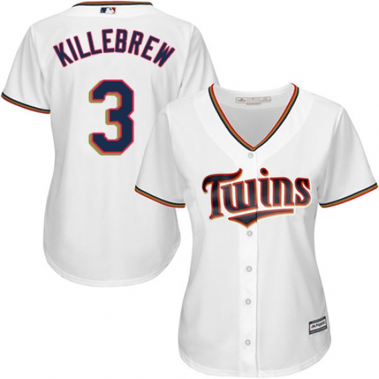Women's Majestic Minnesota Twins #3 Harmon Killebrew Authentic White Home Cool Base MLB Jersey - Ujersey