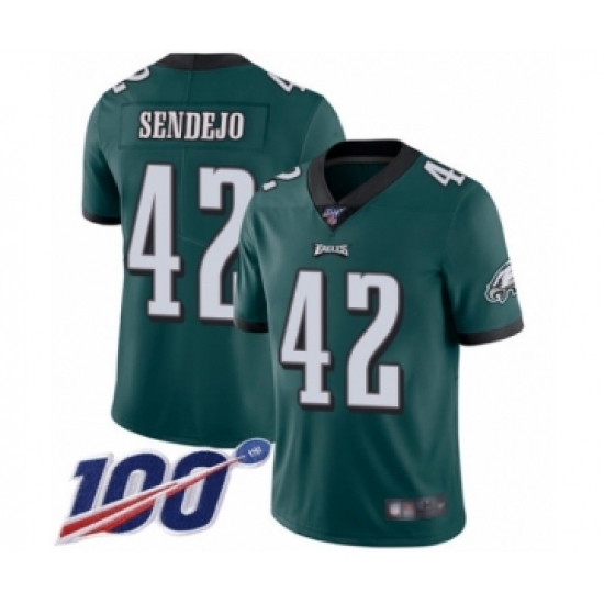 Youth Philadelphia Eagles #42 Andrew Sendejo Midnight Green Team Color Vapor Untouchable Limited Player 100th Season Football Jersey - Ujersey