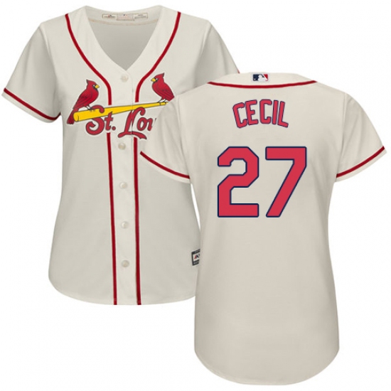 Women's Majestic St. Louis Cardinals #27 Brett Cecil Replica Cream Alternate Cool Base MLB Jersey - Ujersey