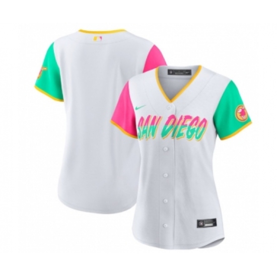 Women's San Diego Padres Blank White 2022 City Connect Cool Base Stitched Baseball Jersey(Run Small) - Ujersey