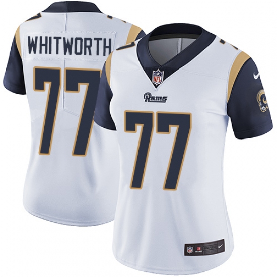 Women's Nike Los Angeles Rams #77 Andrew Whitworth White Vapor Untouchable Limited Player NFL Jersey - Ujersey
