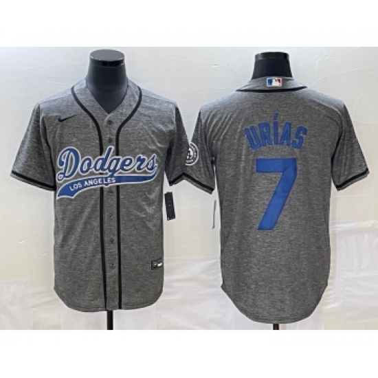 Men's Los Angeles Dodgers #7 Julio Urias Grey Gridiron Cool Base Stitched Baseball Jersey - Ujersey