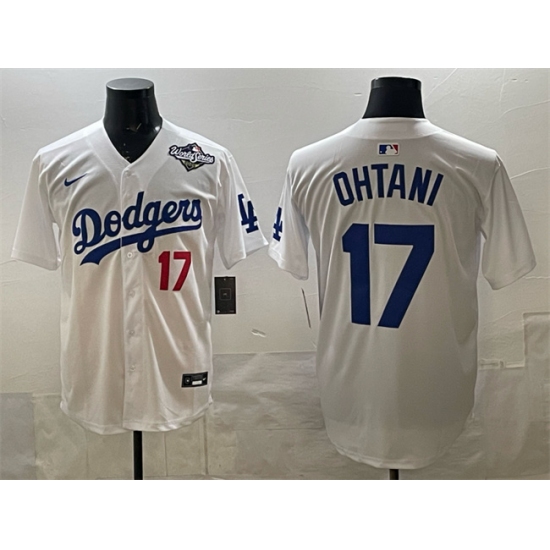 Men's Los Angeles Dodgers #17 Shohei Ohtani White 2025 World Series Home Limited Stitched Baseball Jersey - Ujersey
