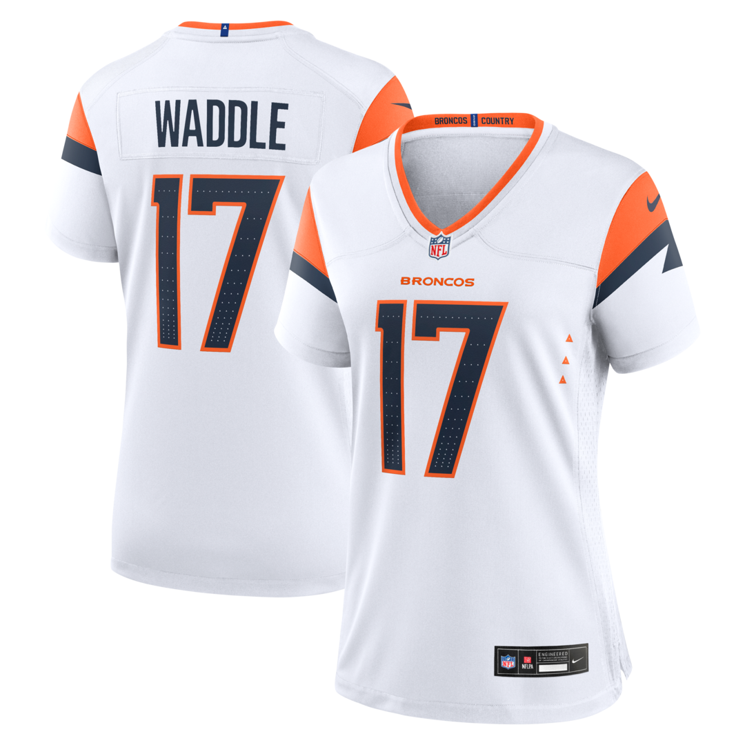 Women's Denver Broncos Jaylen Waddle Nike White Game Jersey - Ujersey