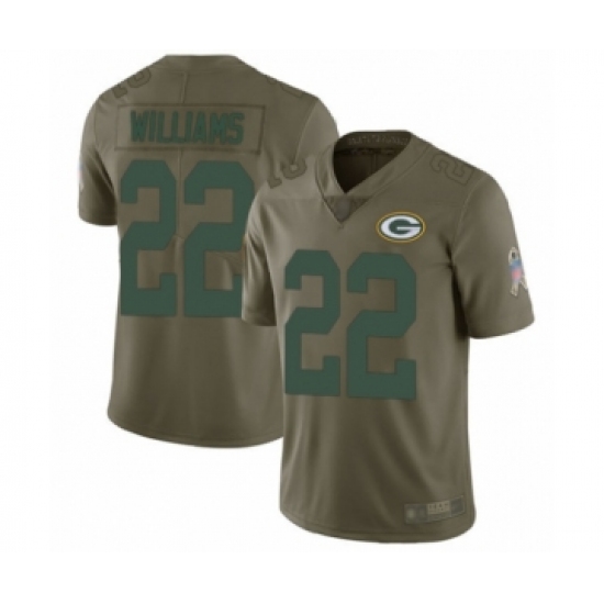 Men's Green Bay Packers #22 Dexter Williams Limited Olive 2017 Salute to Service Football Jersey - Ujersey