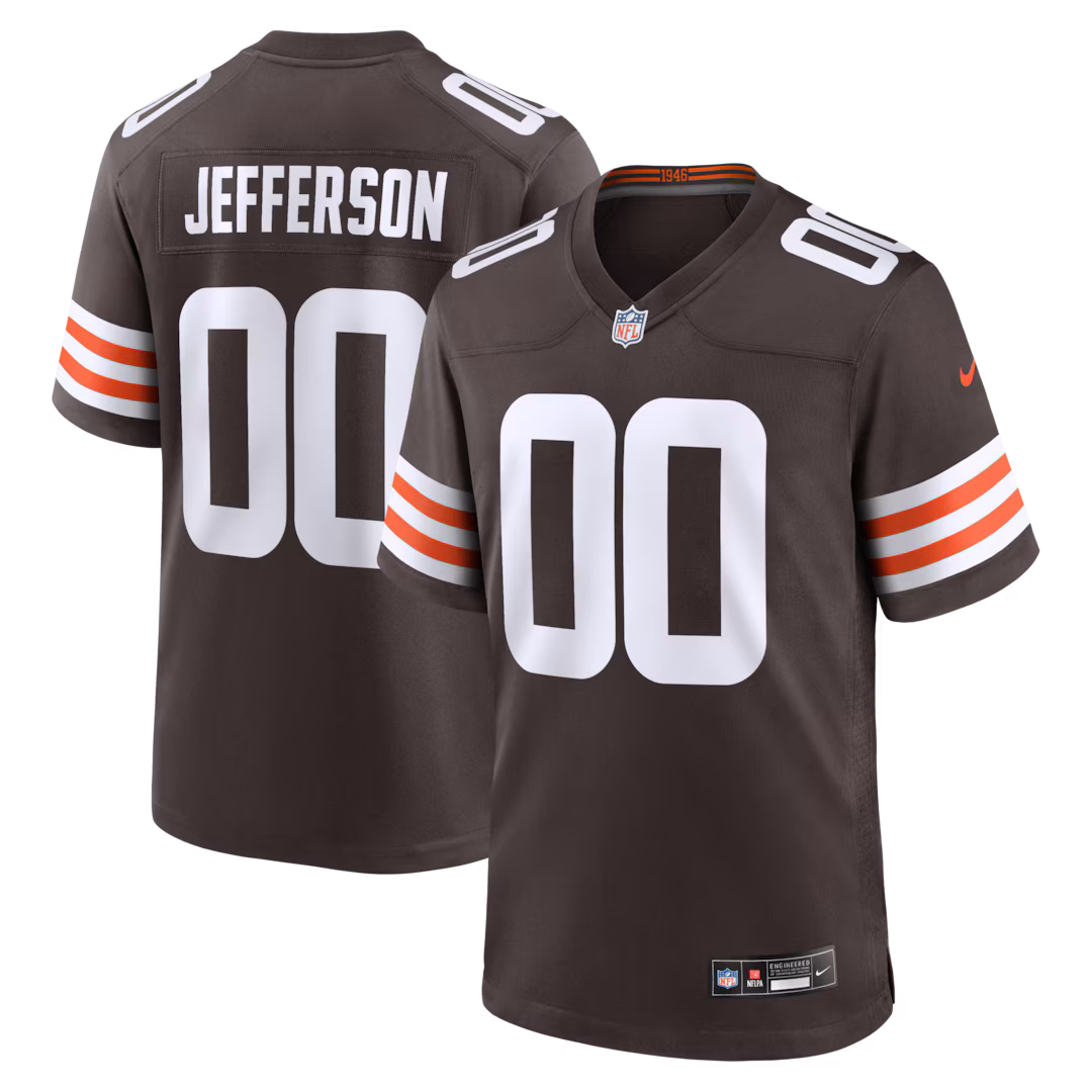 Men's Cleveland Browns Justin Jefferson Nike Brown Game Jersey - Ujersey