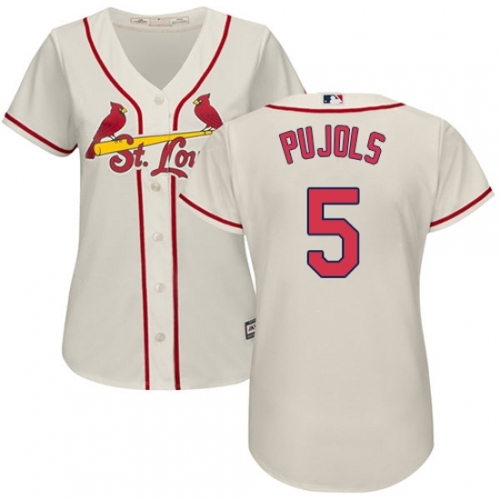 Women's Majestic St. Louis Cardinals #5 Albert Pujols Replica Cream Alternate Cool Base MLB Jersey