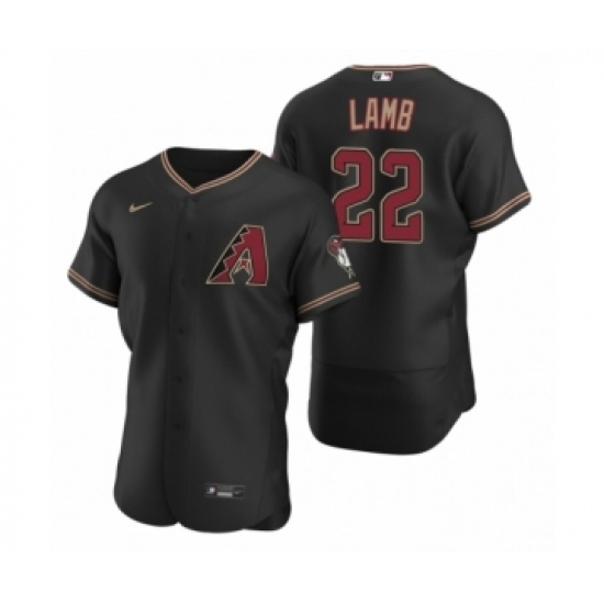Men's Arizona Diamondbacks #22 Jake Lamb Nike Black Authentic 2020 Alternate Jersey - Ujersey