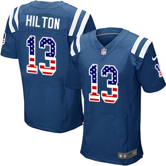 Men's Nike Indianapolis Colts #13 T.Y. Hilton Elite Royal Blue Home USA Flag Fashion NFL Jersey - ujerseystore