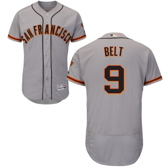 Men's Majestic San Francisco Giants #9 Brandon Belt Grey Road Flex Base Authentic Collection MLB Jersey - Ujersey