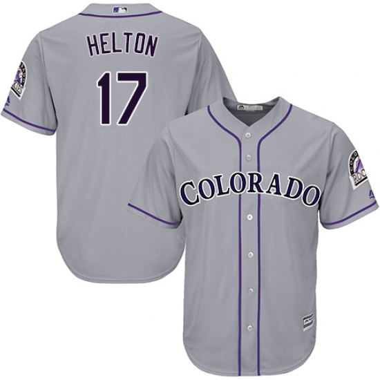 Youth Majestic Colorado Rockies #17 Todd Helton Authentic Grey Road Cool Base MLB Jersey - Ujersey