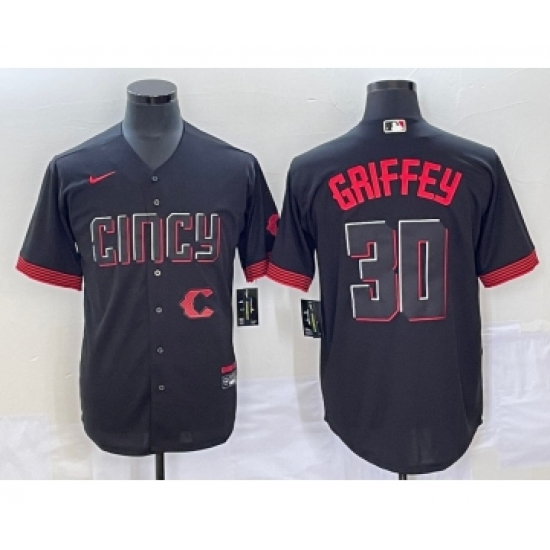 Men's Cincinnati Reds #30 Ken Griffey Jr Black 2023 City Connect Cool Base Stitched Jersey - Ujersey