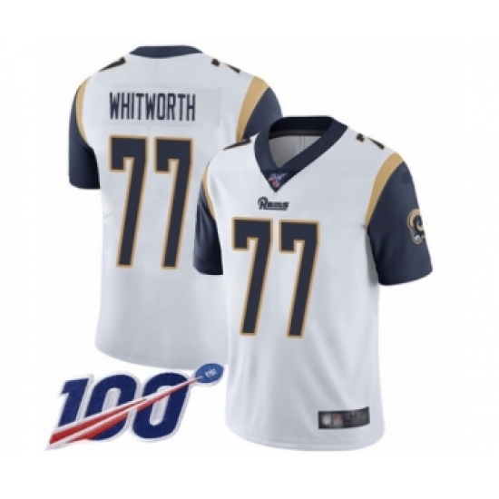 Men's Los Angeles Rams #77 Andrew Whitworth White Vapor Untouchable Limited Player 100th Season Football Jersey - Ujersey